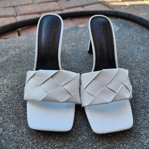 White heeled sandals